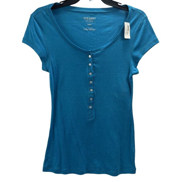 Old Navy Women’s Shirt Color Blue Size M Short Sleeve - Picture 1 of 15